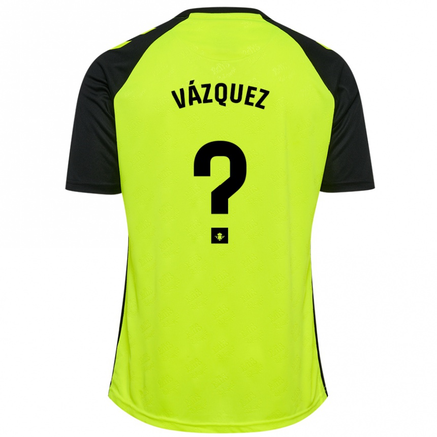 Kids Football Leo Vázquez #0 Fluorescent Yellow Black Away Jersey 2024/25 T-Shirt Nz