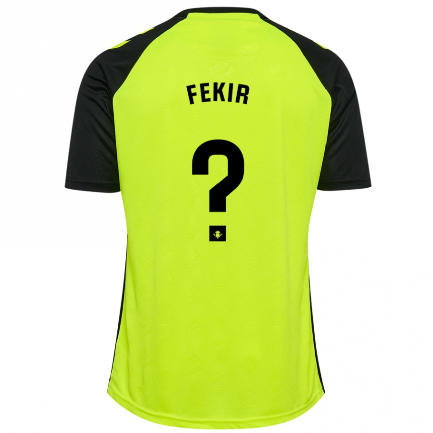 Kids Football Yassin Fekir #0 Fluorescent Yellow Black Away Jersey 2024/25 T-Shirt Nz