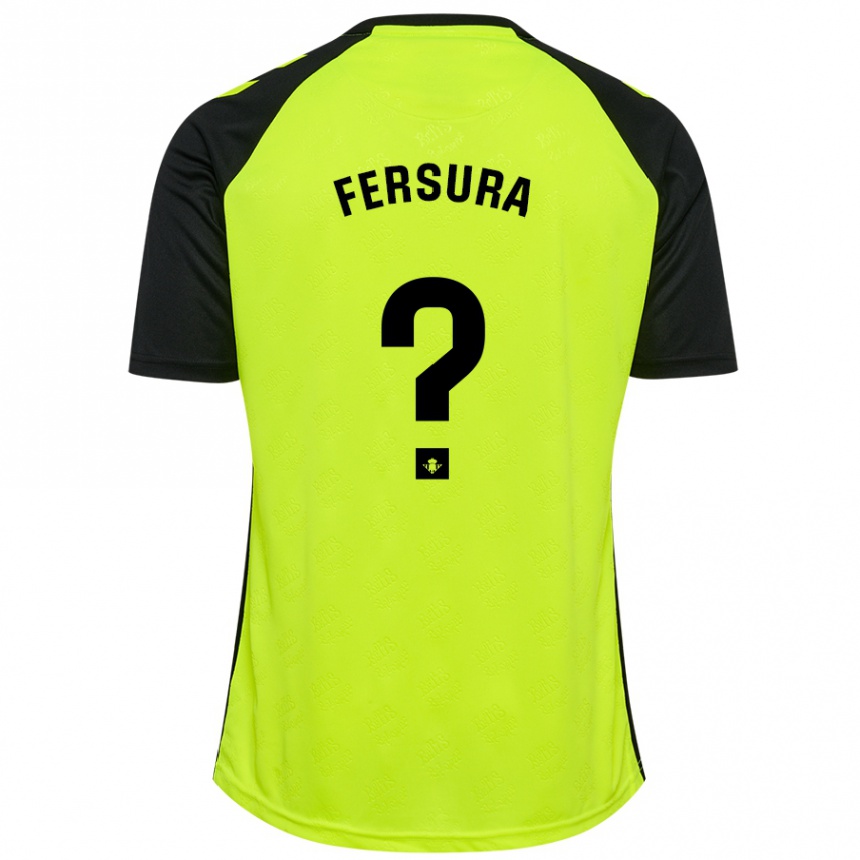 Kids Football João Fersura #0 Fluorescent Yellow Black Away Jersey 2024/25 T-Shirt Nz