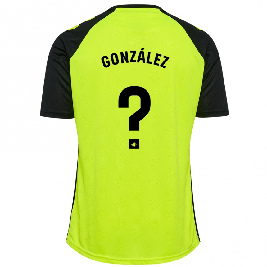 Kids Football Manu González #0 Fluorescent Yellow Black Away Jersey 2024/25 T-Shirt Nz