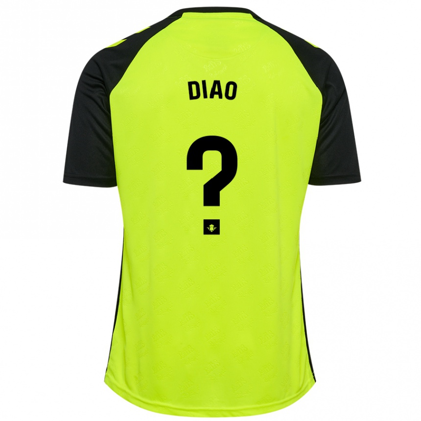 Kids Football Usse Diao #0 Fluorescent Yellow Black Away Jersey 2024/25 T-Shirt Nz