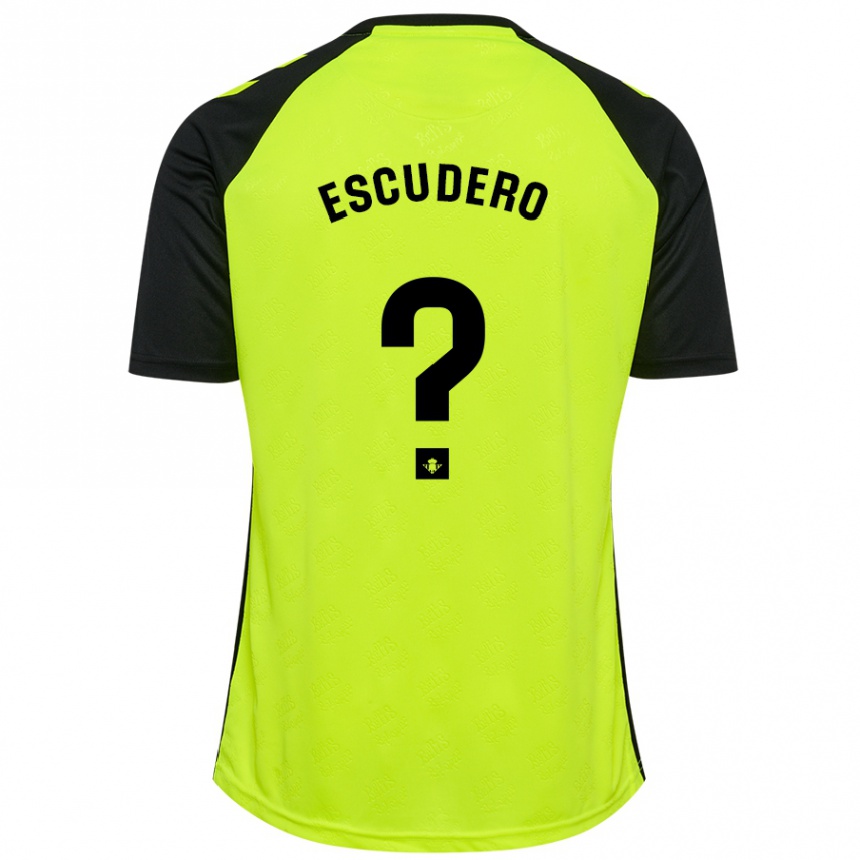 Kids Football Ale Escudero #0 Fluorescent Yellow Black Away Jersey 2024/25 T-Shirt Nz