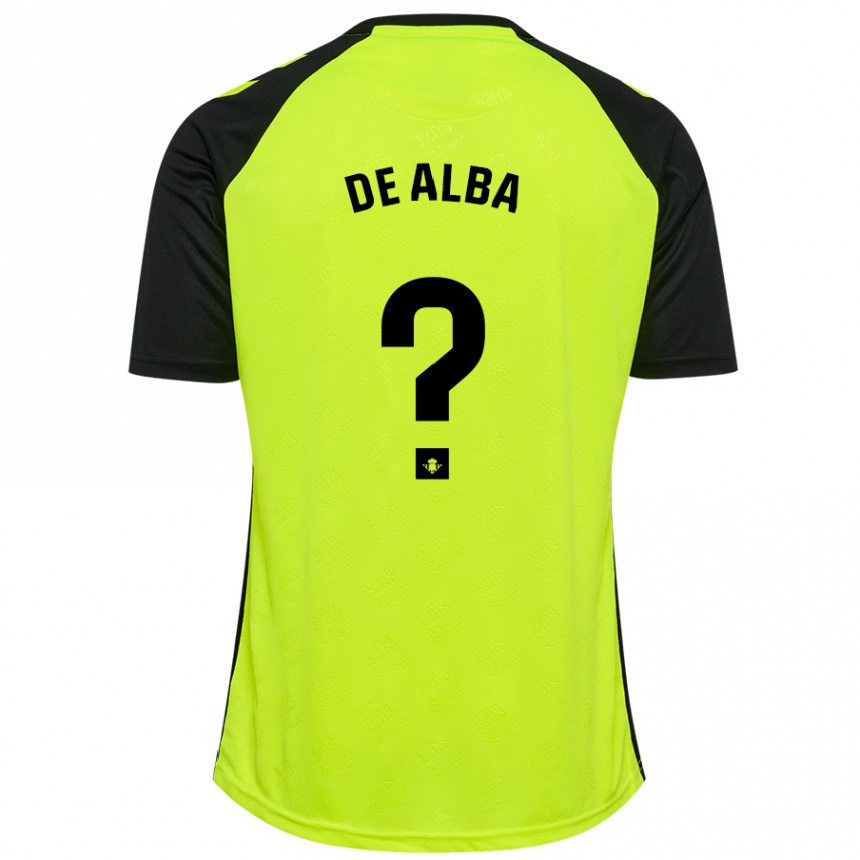 Kids Football Luismi De Alba #0 Fluorescent Yellow Black Away Jersey 2024/25 T-Shirt Nz