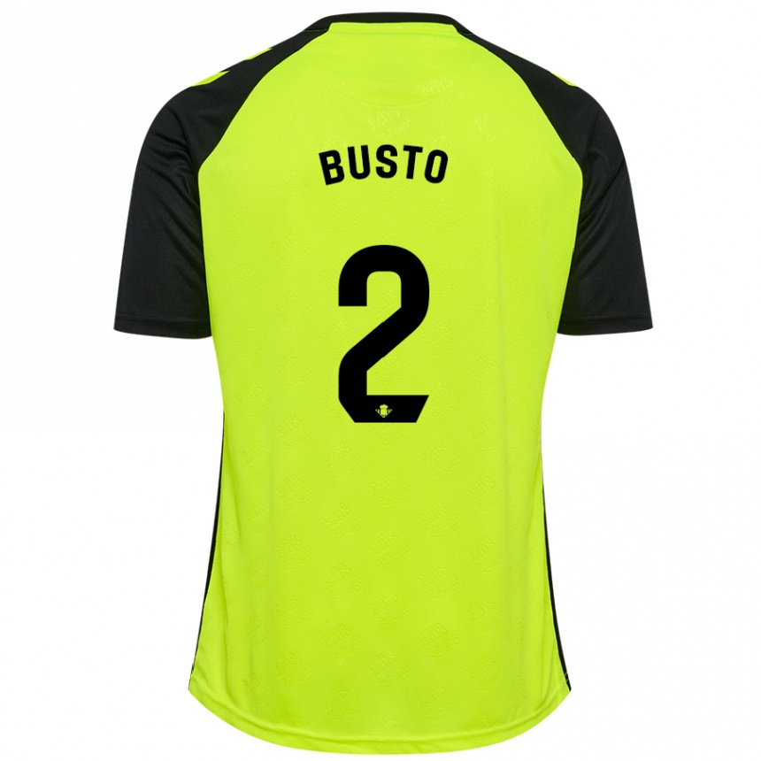 Kids Football Pablo Busto #2 Fluorescent Yellow Black Away Jersey 2024/25 T-Shirt Nz