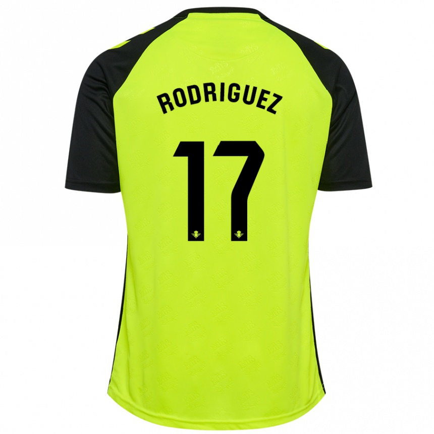 Kids Football Jesús Rodriguez #17 Fluorescent Yellow Black Away Jersey 2024/25 T-Shirt Nz