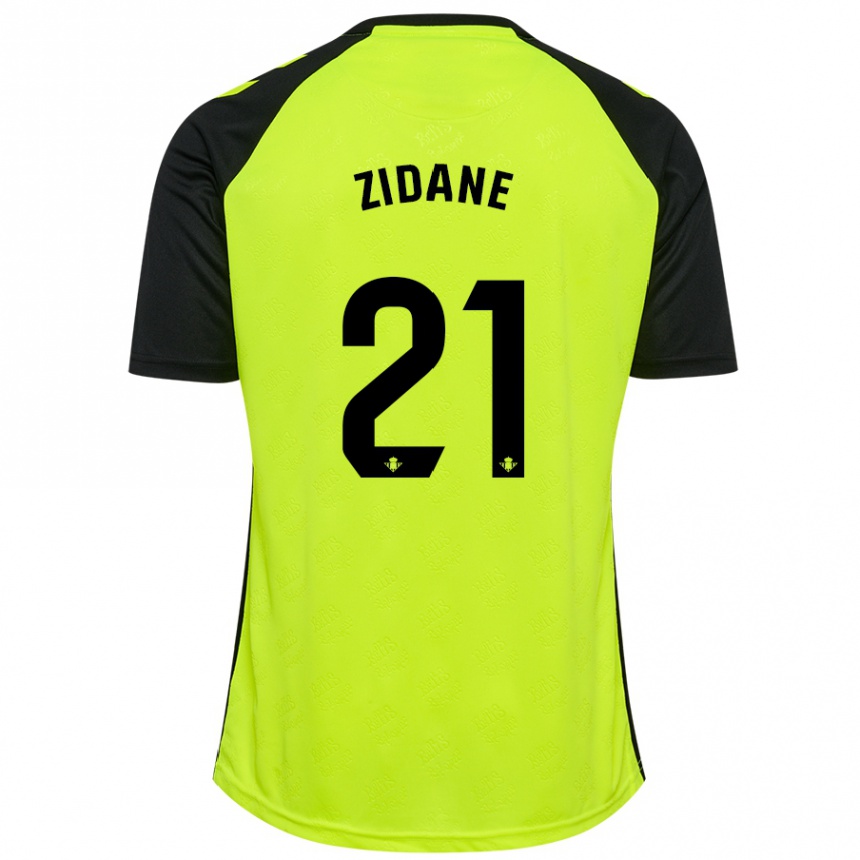 Kids Football Elyaz Zidane #21 Fluorescent Yellow Black Away Jersey 2024/25 T-Shirt Nz