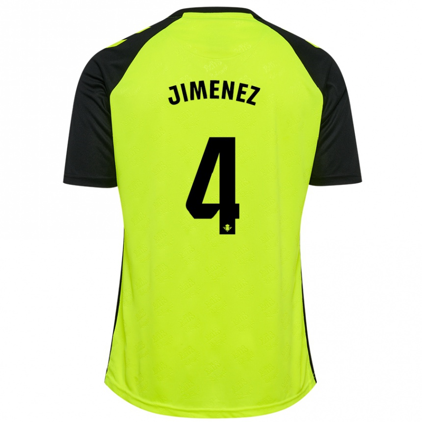 Kids Football María Jiménez Gutiérrez #4 Fluorescent Yellow Black Away Jersey 2024/25 T-Shirt Nz