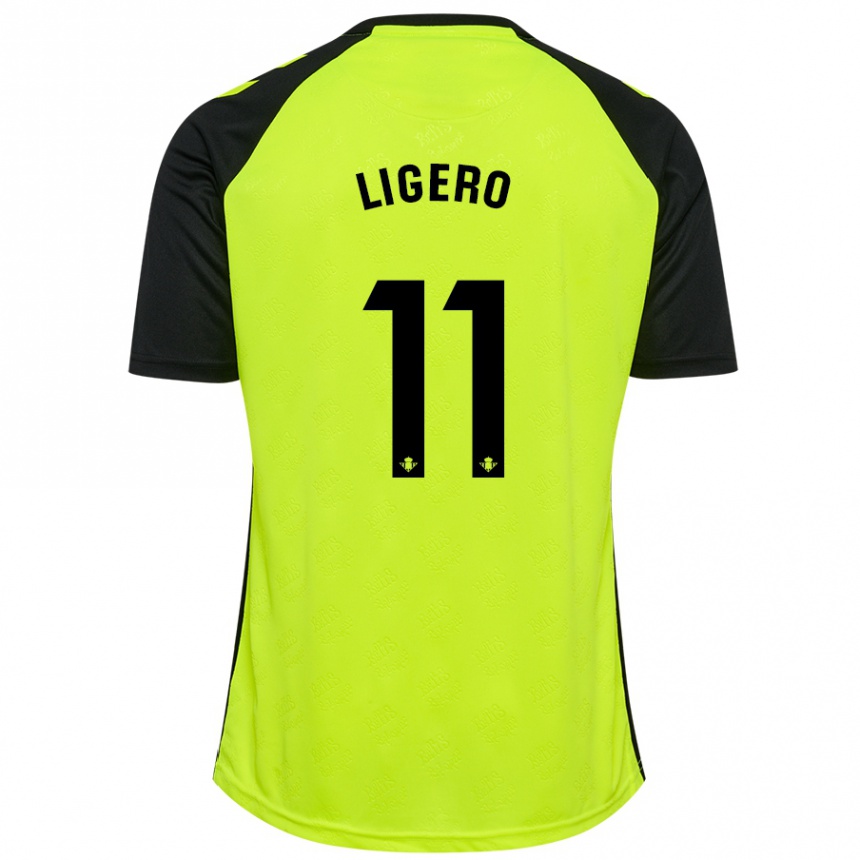 Kids Football Nuria Ligero #11 Fluorescent Yellow Black Away Jersey 2024/25 T-Shirt Nz