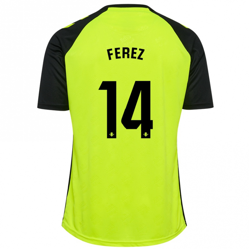 Kids Football Carolina Férez #14 Fluorescent Yellow Black Away Jersey 2024/25 T-Shirt Nz