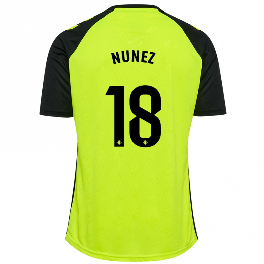 Kids Football Romina Núñez #18 Fluorescent Yellow Black Away Jersey 2024/25 T-Shirt Nz