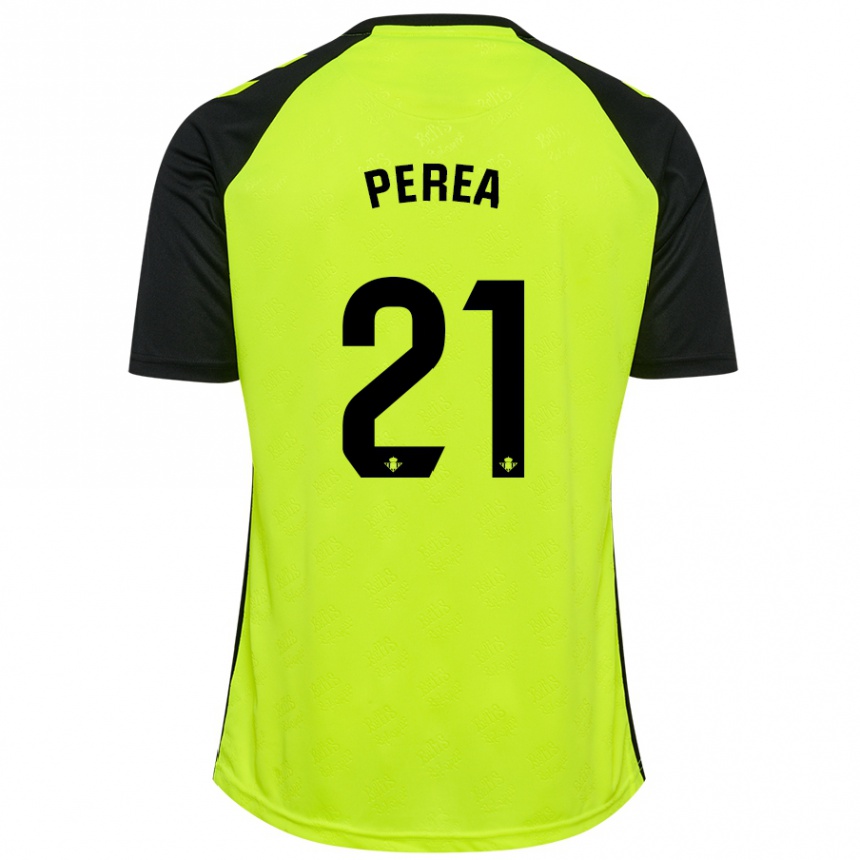 Kids Football Paula Perea #21 Fluorescent Yellow Black Away Jersey 2024/25 T-Shirt Nz