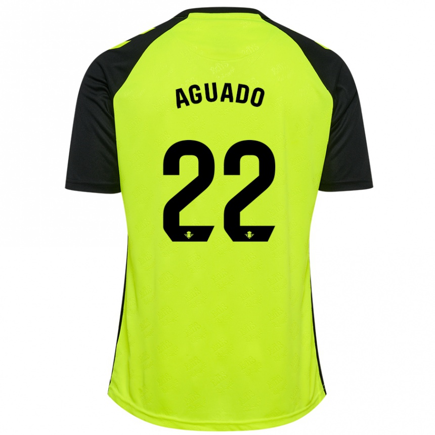 Kids Football Julia Aguado Fernández #22 Fluorescent Yellow Black Away Jersey 2024/25 T-Shirt Nz