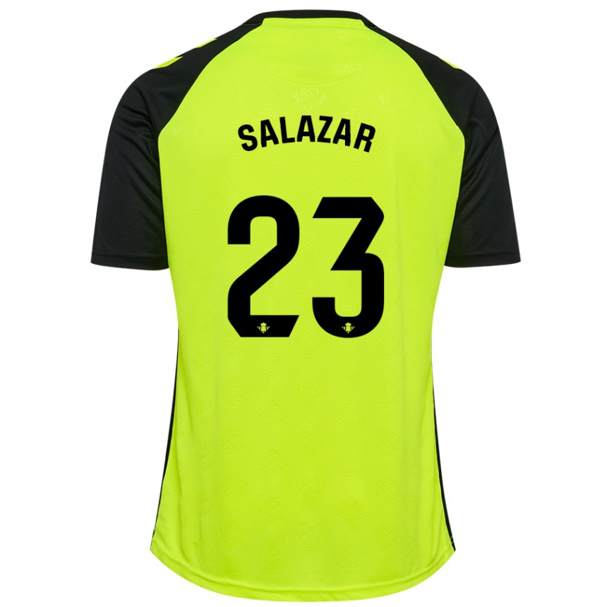 Kids Football Noelia Salazar #23 Fluorescent Yellow Black Away Jersey 2024/25 T-Shirt Nz