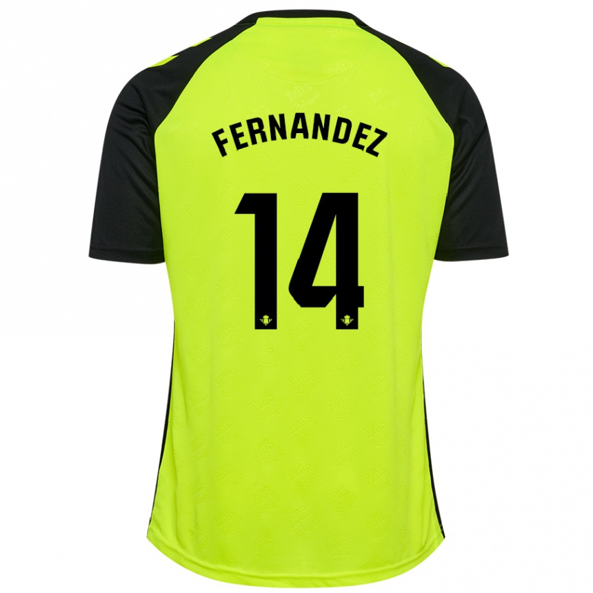 Kids Football Quique Fernández #14 Fluorescent Yellow Black Away Jersey 2024/25 T-Shirt Nz