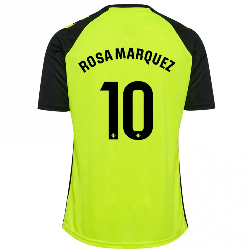 Kids Football Rosa Márquez Baena #10 Fluorescent Yellow Black Away Jersey 2024/25 T-Shirt Nz