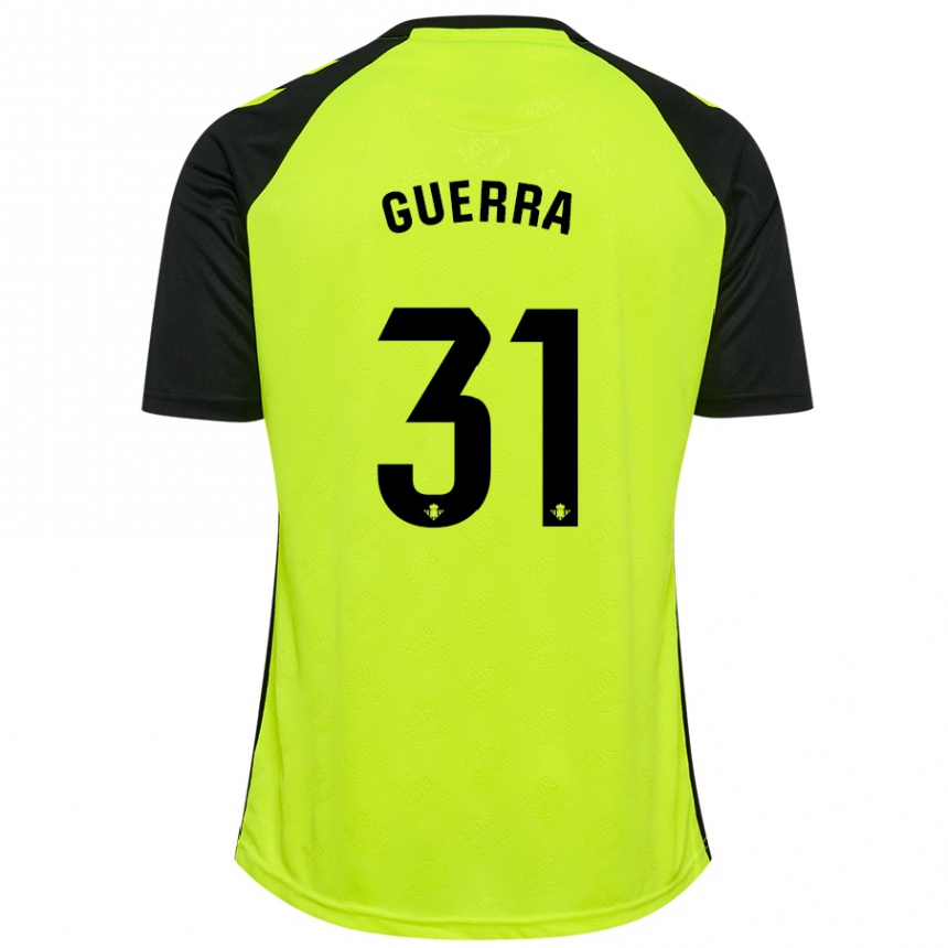 Kids Football Ana Guerra Morcillo #31 Fluorescent Yellow Black Away Jersey 2024/25 T-Shirt Nz