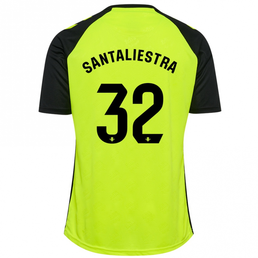 Kids Football Carla Santaliestra #32 Fluorescent Yellow Black Away Jersey 2024/25 T-Shirt Nz