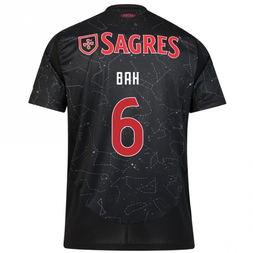 Kids Football Alexander Bah #6 Black Red Away Jersey 2024/25 T-Shirt Nz