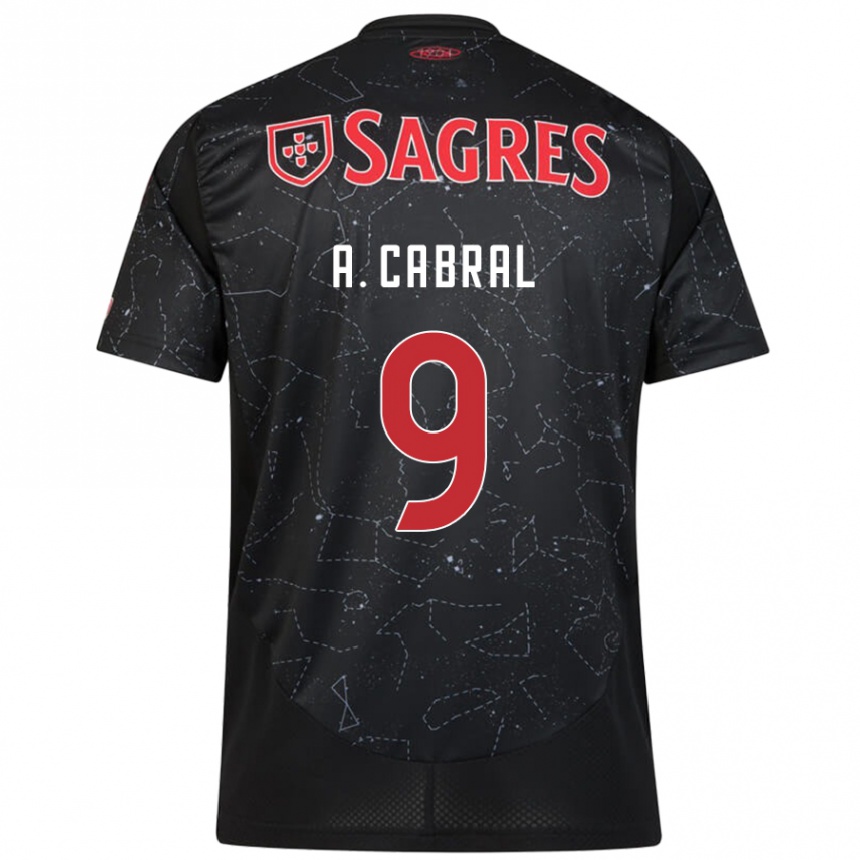 Kids Football Arthur Cabral #9 Black Red Away Jersey 2024/25 T-Shirt Nz