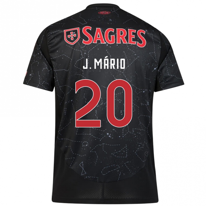 Kids Football João Mário #20 Black Red Away Jersey 2024/25 T-Shirt Nz