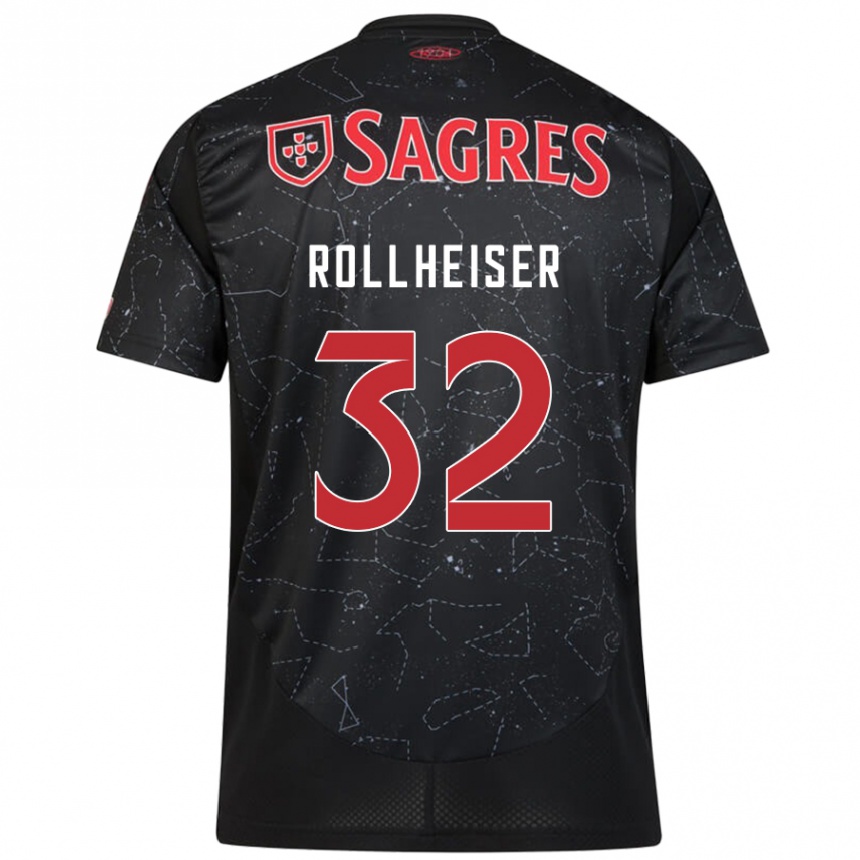 Kids Football Benjamín Rollheiser #32 Black Red Away Jersey 2024/25 T-Shirt Nz