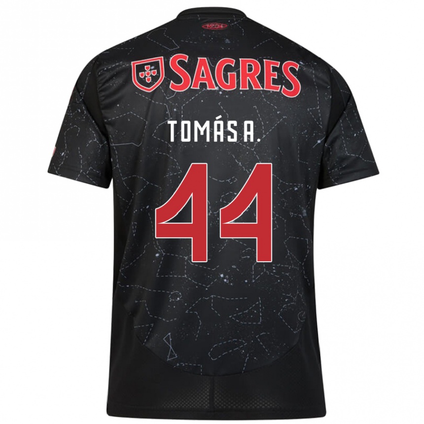 Kids Football Tomás Araújo #44 Black Red Away Jersey 2024/25 T-Shirt Nz