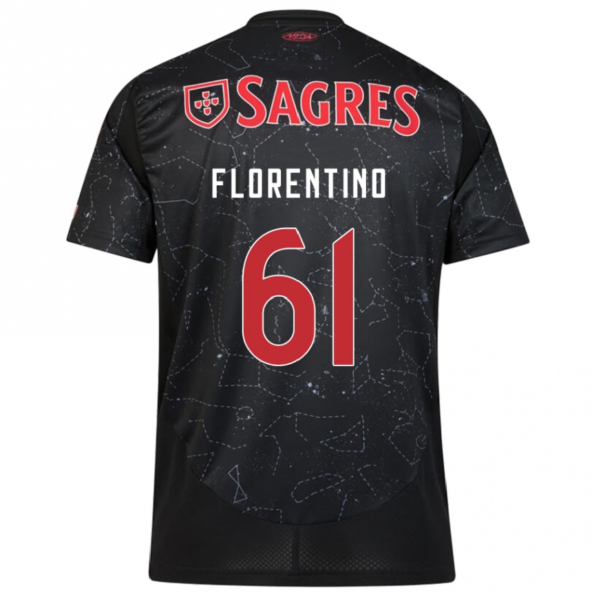 Kids Football Florentino #61 Black Red Away Jersey 2024/25 T-Shirt Nz