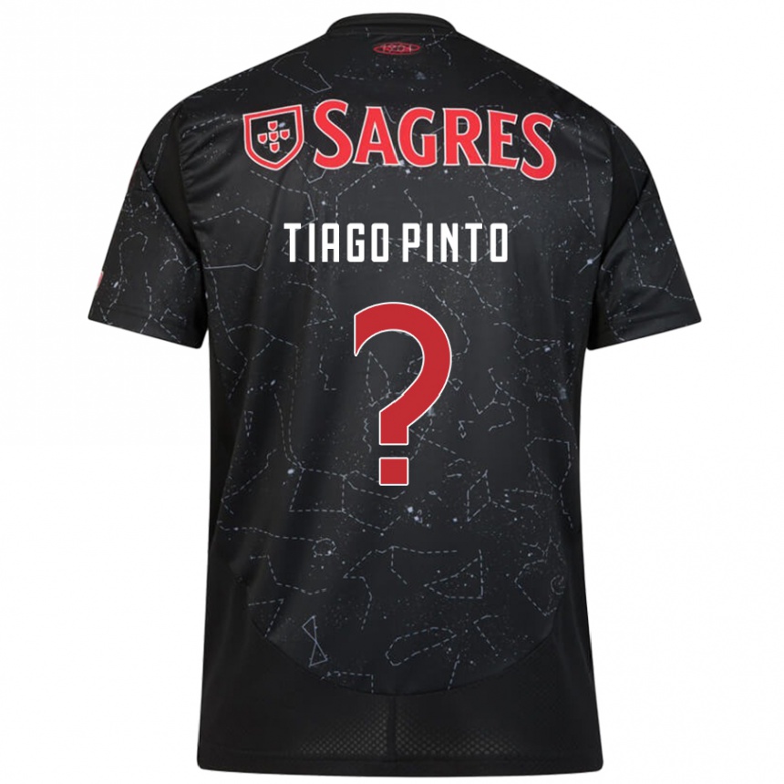 Kids Football Tiago Pinto #0 Black Red Away Jersey 2024/25 T-Shirt Nz