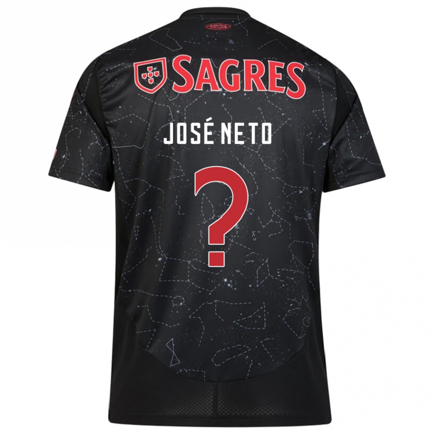 Kids Football José Neto #0 Black Red Away Jersey 2024/25 T-Shirt Nz