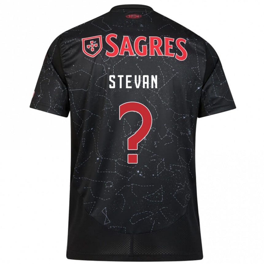 Kids Football Stevan #0 Black Red Away Jersey 2024/25 T-Shirt Nz