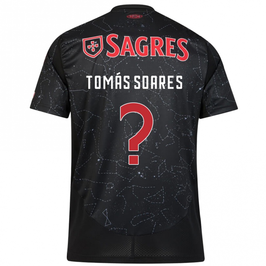 Kids Football Tomás Soares #0 Black Red Away Jersey 2024/25 T-Shirt Nz