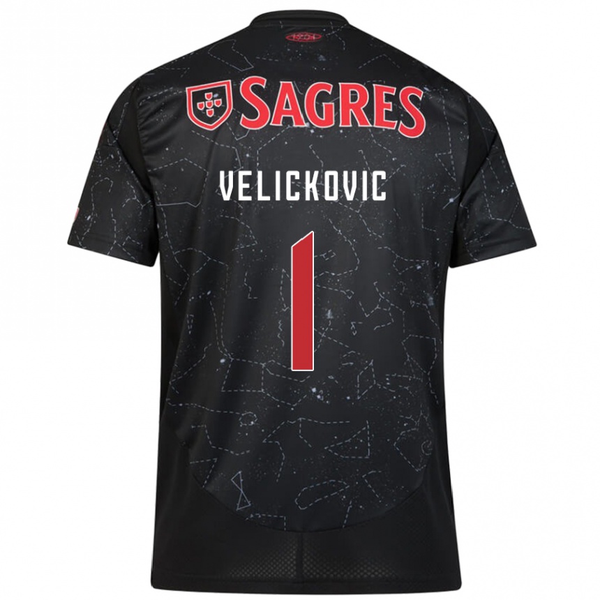 Kids Football Luka Velickovic #1 Black Red Away Jersey 2024/25 T-Shirt Nz