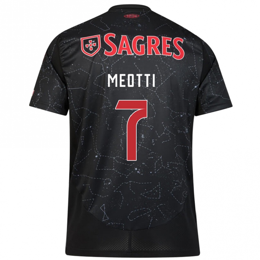 Kids Football Carlos Meotti #7 Black Red Away Jersey 2024/25 T-Shirt Nz