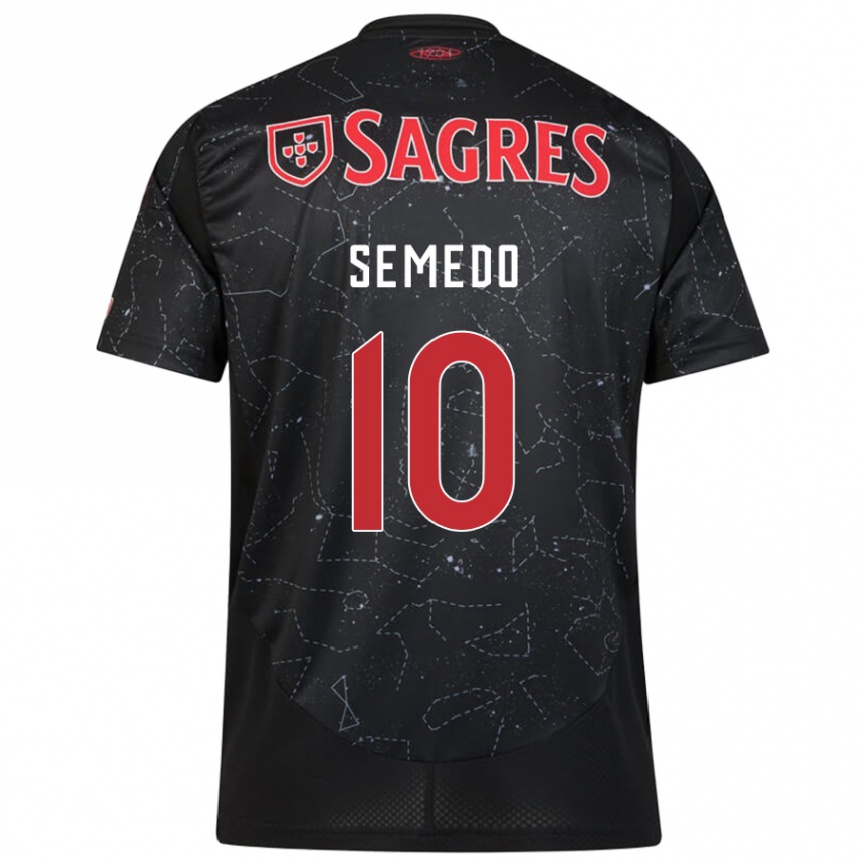 Kids Football Andreson Semedo #10 Black Red Away Jersey 2024/25 T-Shirt Nz