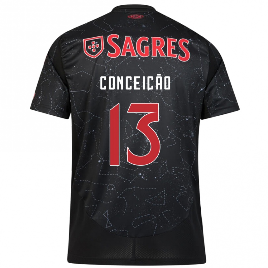 Kids Football João Conceição #13 Black Red Away Jersey 2024/25 T-Shirt Nz