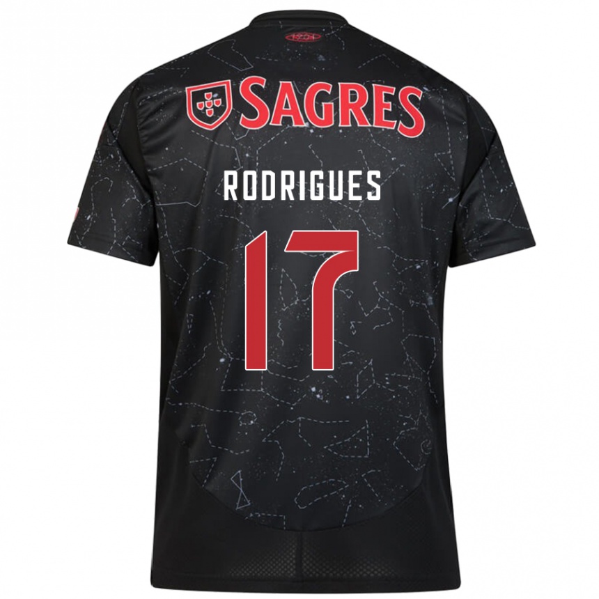 Kids Football Tiago Rodrigues #17 Black Red Away Jersey 2024/25 T-Shirt Nz