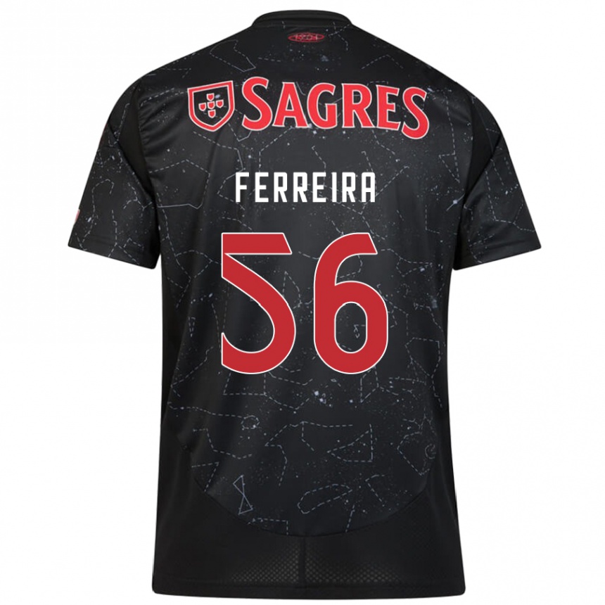 Kids Football Martim Ferreira #56 Black Red Away Jersey 2024/25 T-Shirt Nz