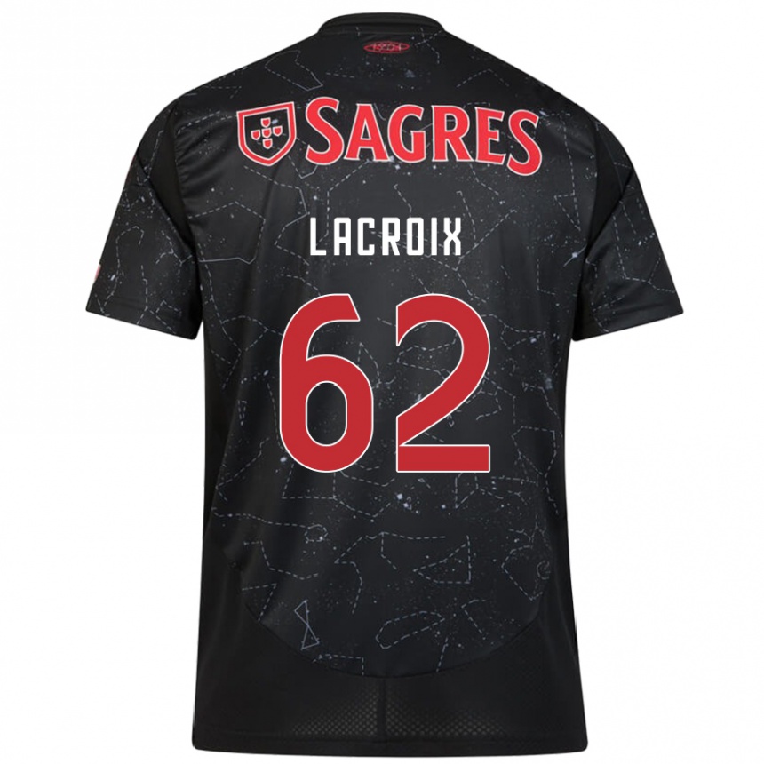 Kids Football Lenny Lacroix #62 Black Red Away Jersey 2024/25 T-Shirt Nz