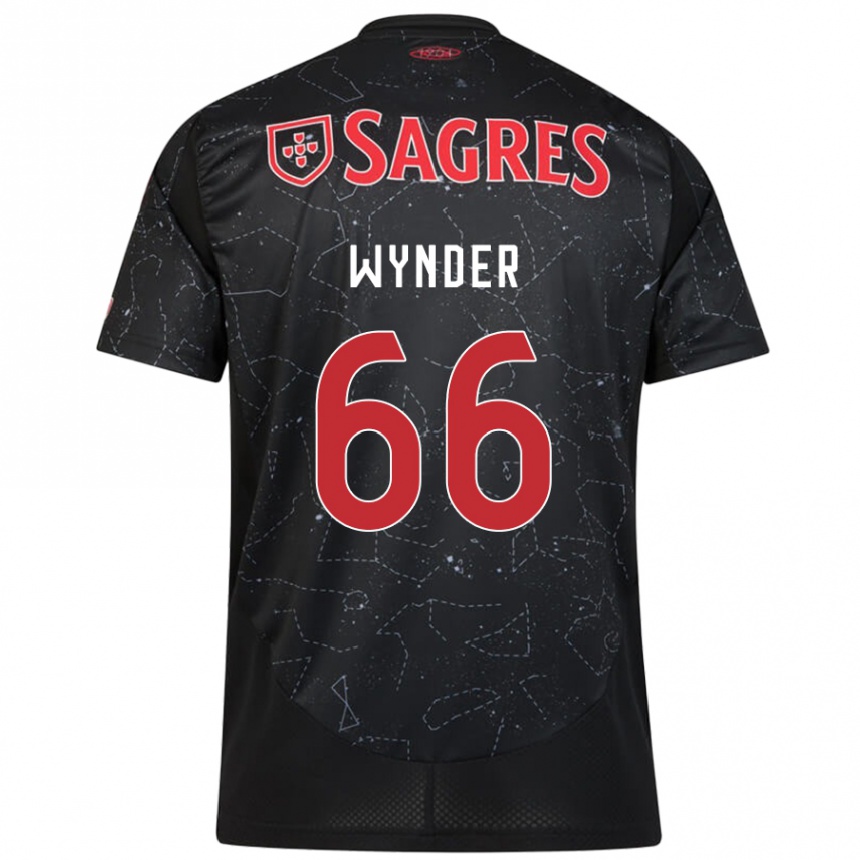 Kids Football Joshua Wynder #66 Black Red Away Jersey 2024/25 T-Shirt Nz