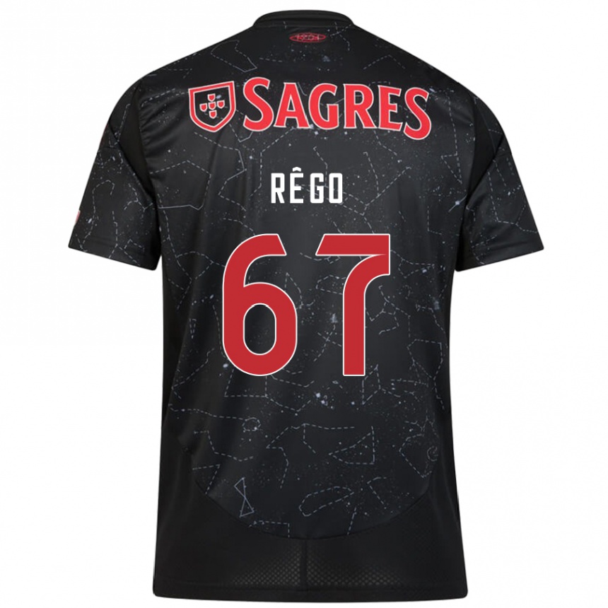 Kids Football Rodrigo Rêgo #67 Black Red Away Jersey 2024/25 T-Shirt Nz