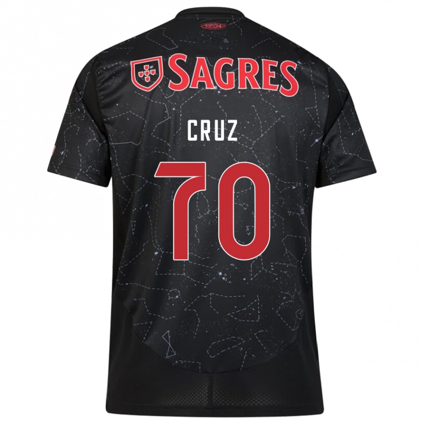 Kids Football Filipe Cruz #70 Black Red Away Jersey 2024/25 T-Shirt Nz