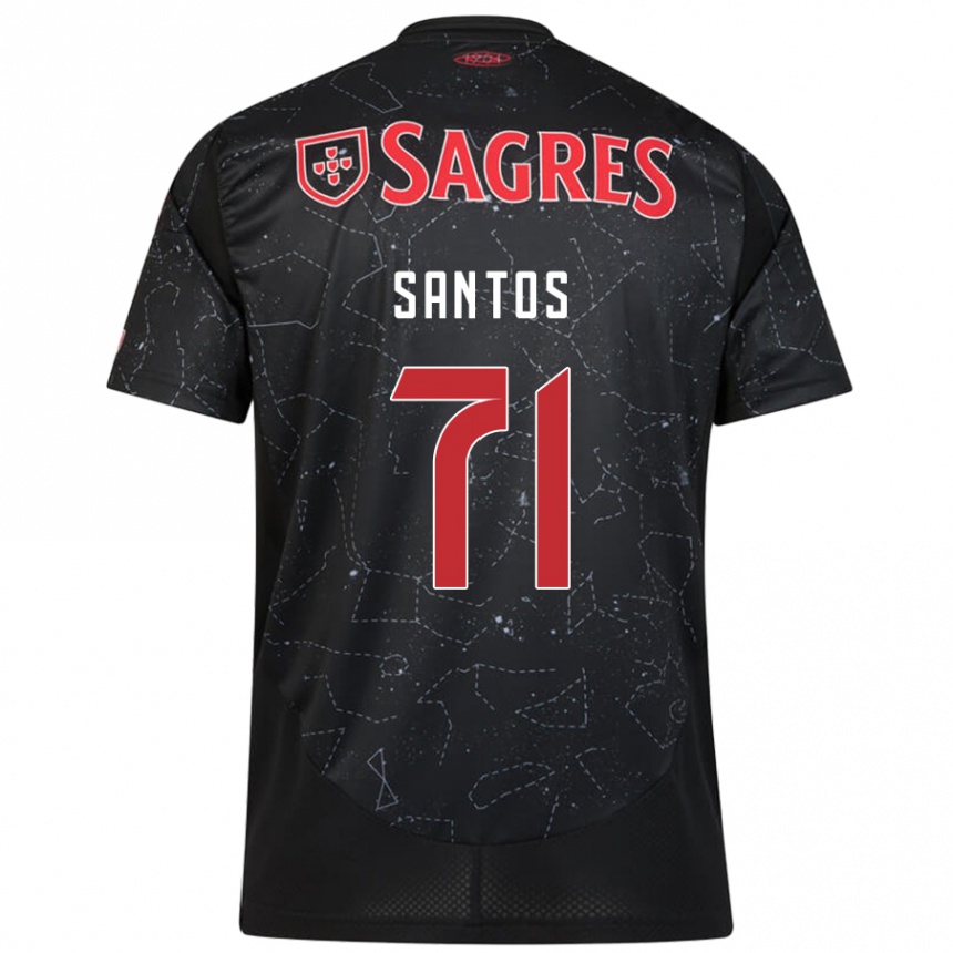 Kids Football Leandro Santos #71 Black Red Away Jersey 2024/25 T-Shirt Nz