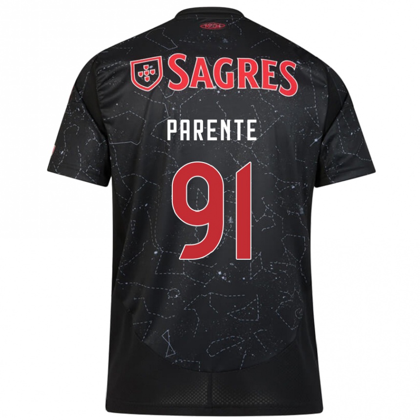 Kids Football Tiago Parente #91 Black Red Away Jersey 2024/25 T-Shirt Nz