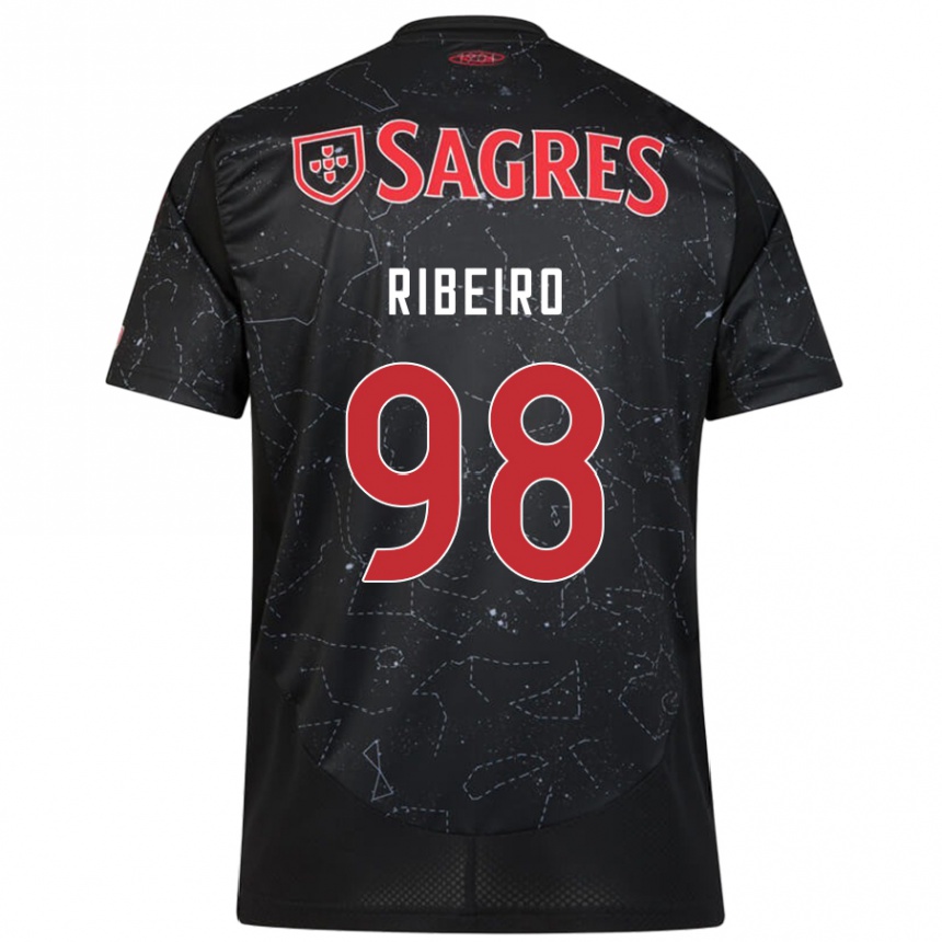 Kids Football Ricardo Ribeiro #98 Black Red Away Jersey 2024/25 T-Shirt Nz