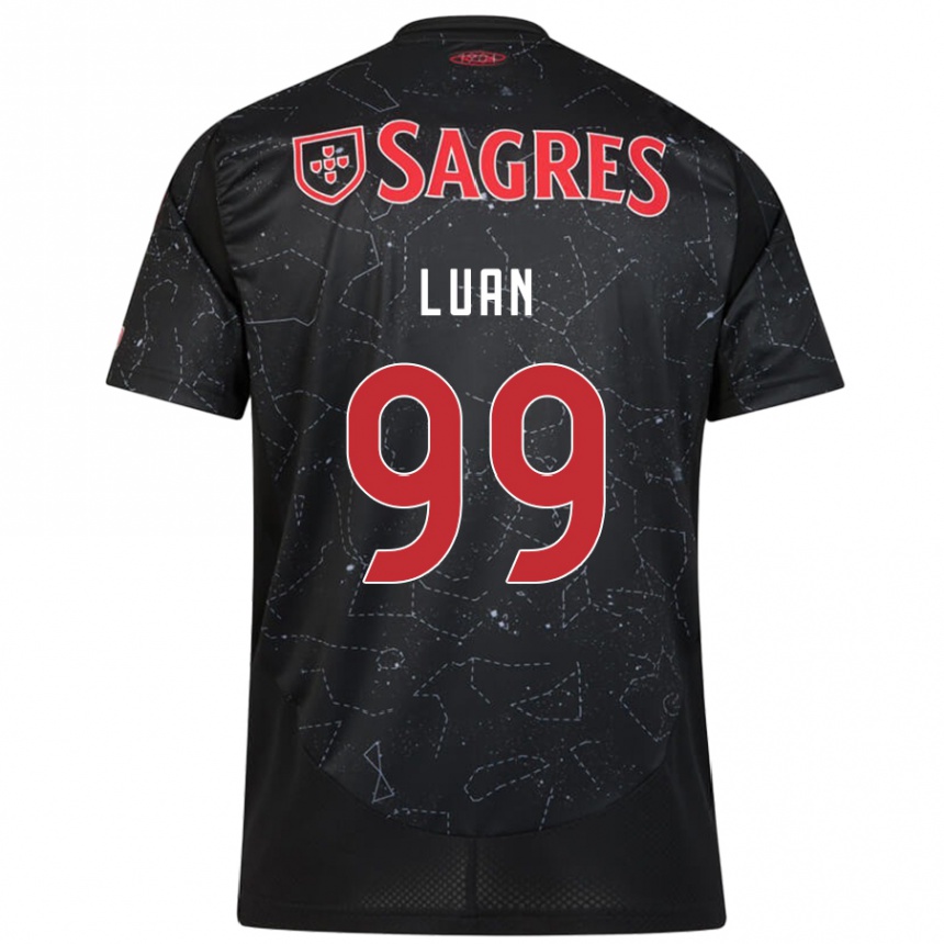 Kids Football Luan #99 Black Red Away Jersey 2024/25 T-Shirt Nz