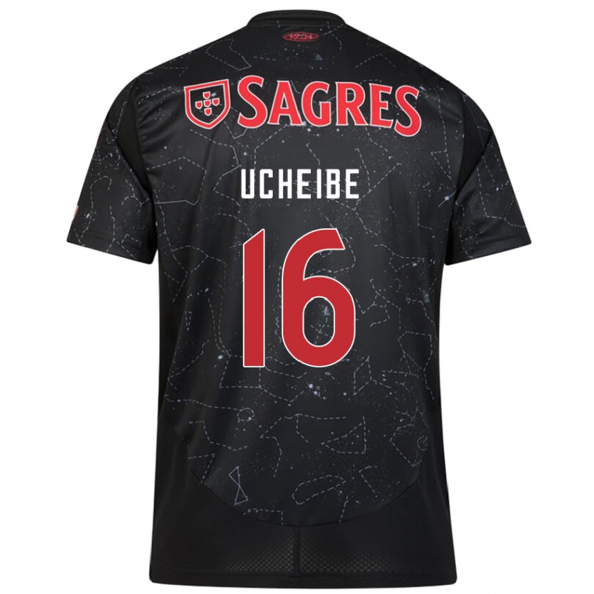 Kids Football Christy Ucheibe #16 Black Red Away Jersey 2024/25 T-Shirt Nz