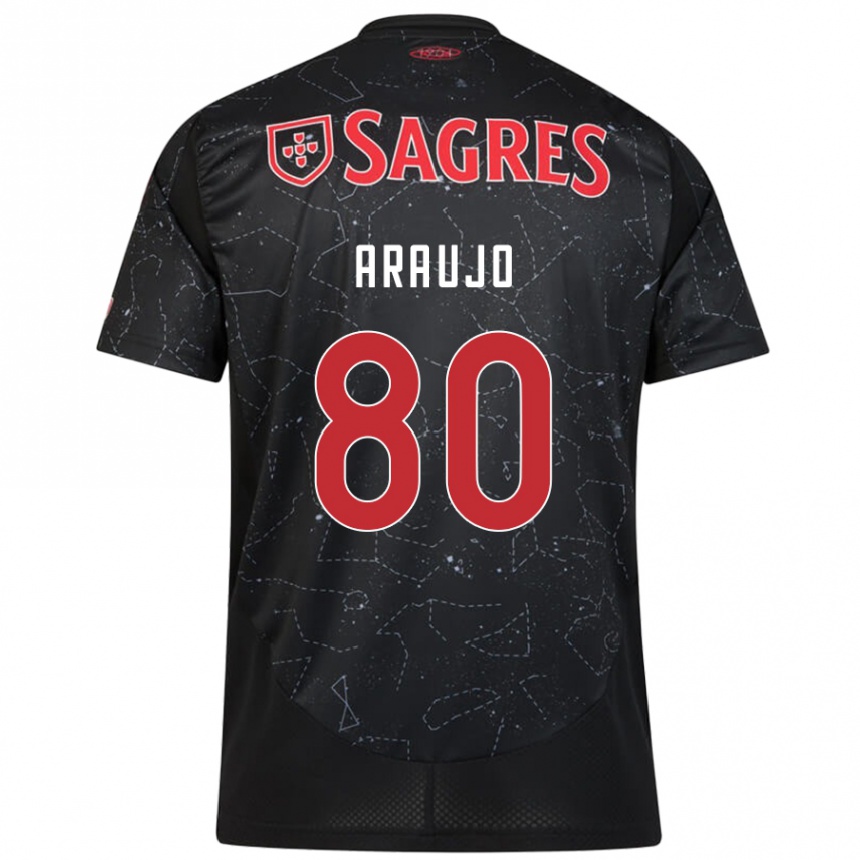 Kids Football Lais Araujo #80 Black Red Away Jersey 2024/25 T-Shirt Nz