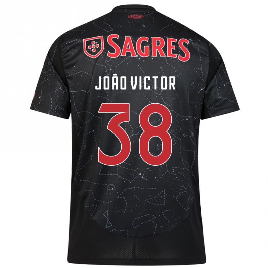 Kids Football João Victor #38 Black Red Away Jersey 2024/25 T-Shirt Nz