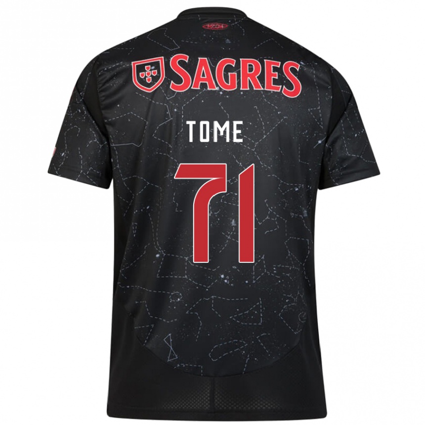 Kids Football João Tomé #71 Black Red Away Jersey 2024/25 T-Shirt Nz