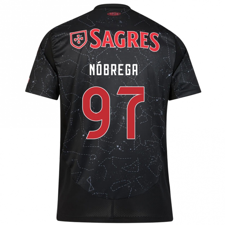 Kids Football Ricardo Nóbrega #97 Black Red Away Jersey 2024/25 T-Shirt Nz